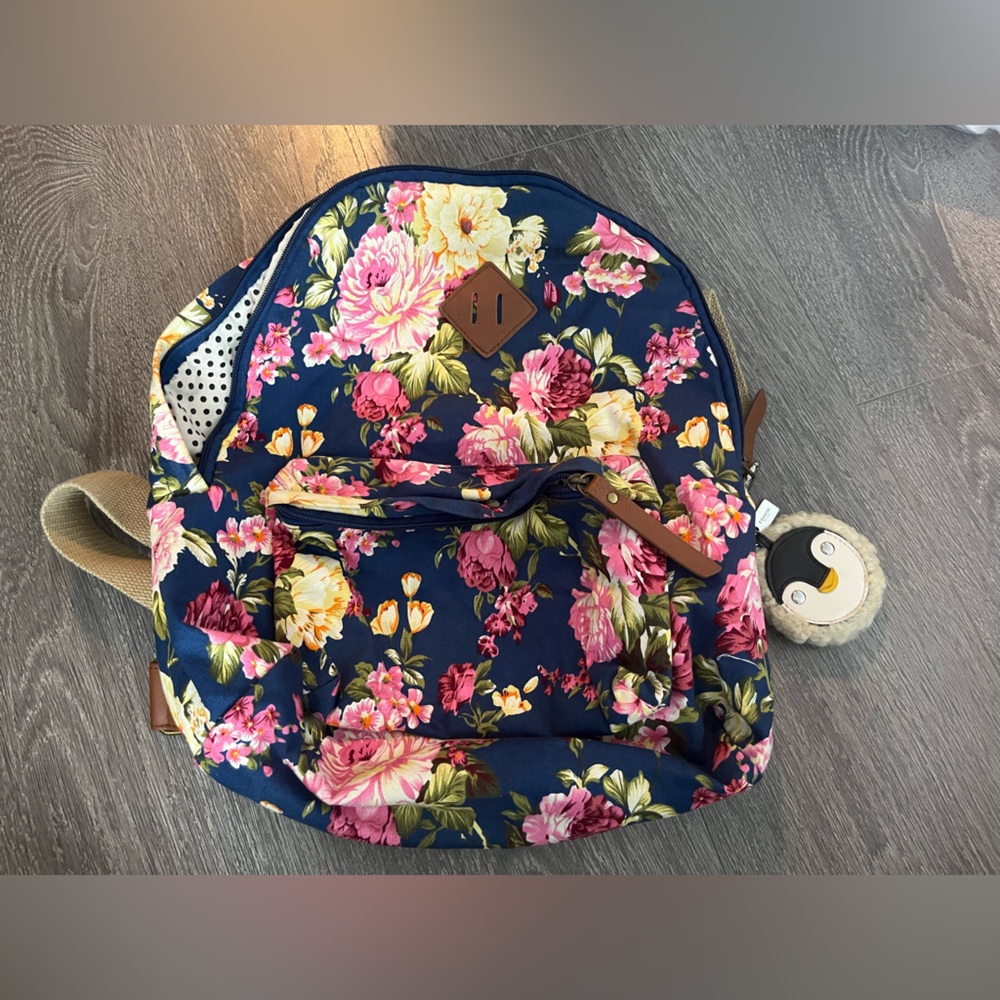 Madden Girl Floral Backpack with Pink and Yellow Flowers